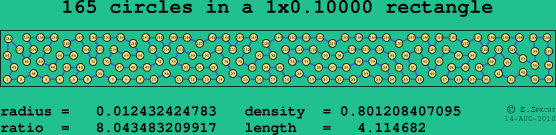 165 circles in a rectangle