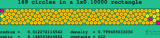 169 circles in a rectangle