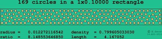169 circles in a rectangle