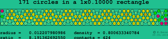 171 circles in a rectangle