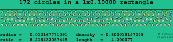 172 circles in a rectangle