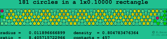 181 circles in a rectangle