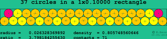 37 circles in a rectangle