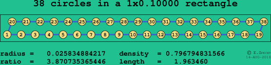 38 circles in a rectangle