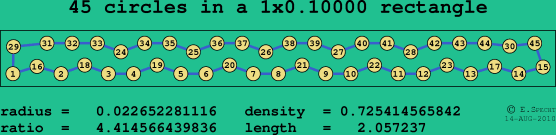 45 circles in a rectangle