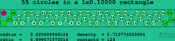 55 circles in a rectangle