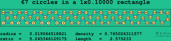 67 circles in a rectangle