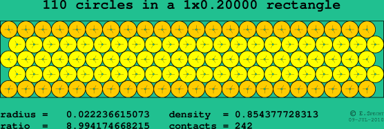 110 circles in a rectangle