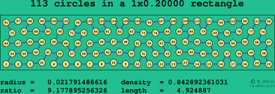 113 circles in a rectangle