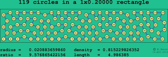 119 circles in a rectangle