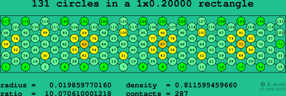 131 circles in a rectangle