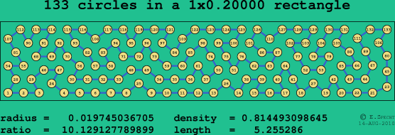133 circles in a rectangle
