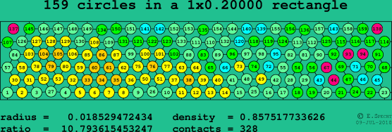 159 circles in a rectangle