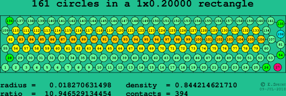 161 circles in a rectangle