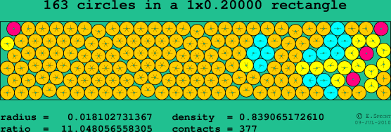 163 circles in a rectangle