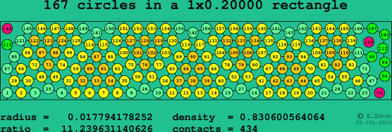167 circles in a rectangle