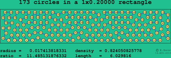 173 circles in a rectangle