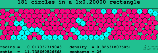 181 circles in a rectangle