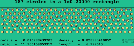 187 circles in a rectangle