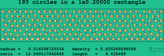 193 circles in a rectangle