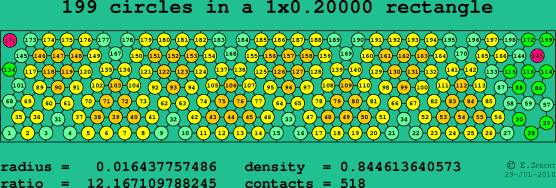 199 circles in a rectangle