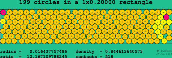 199 circles in a rectangle
