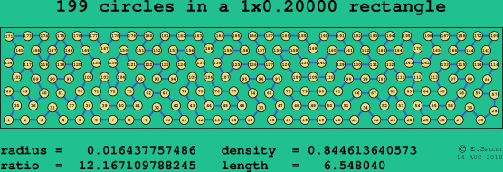 199 circles in a rectangle