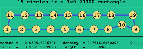 19 circles in a rectangle