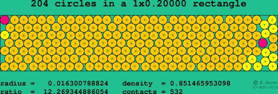 204 circles in a rectangle