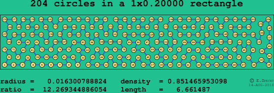 204 circles in a rectangle