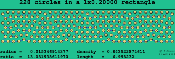 228 circles in a rectangle