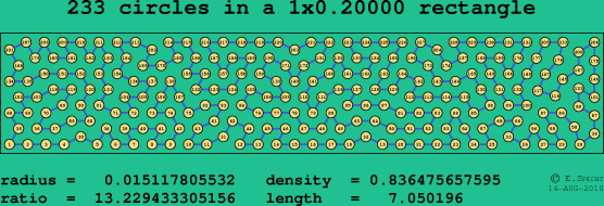 233 circles in a rectangle