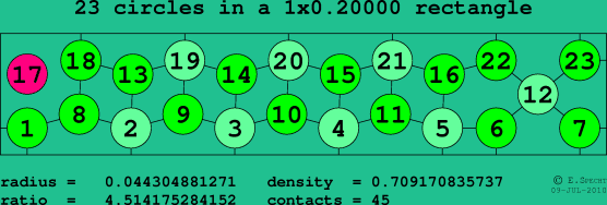 23 circles in a rectangle