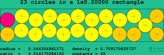 23 circles in a rectangle