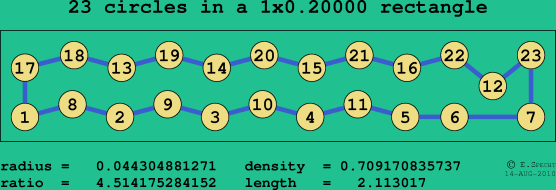 23 circles in a rectangle