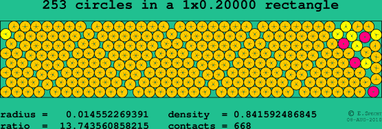 253 circles in a rectangle