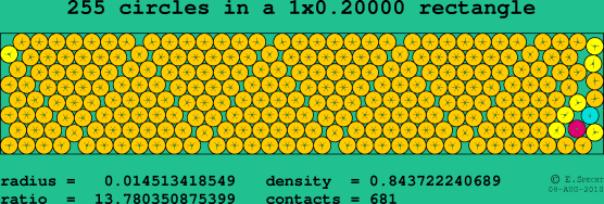 255 circles in a rectangle