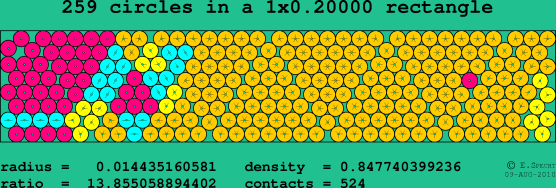 259 circles in a rectangle