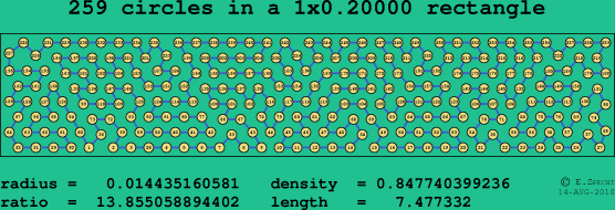 259 circles in a rectangle