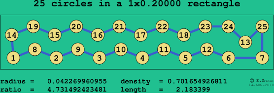25 circles in a rectangle