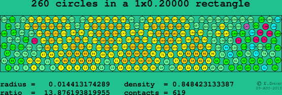 260 circles in a rectangle
