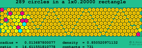 289 circles in a rectangle