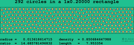 292 circles in a rectangle