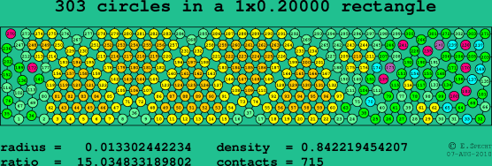 303 circles in a rectangle