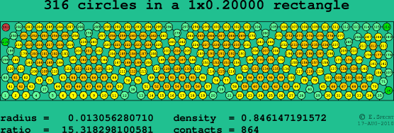 316 circles in a rectangle