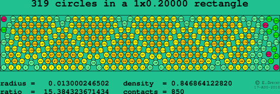 319 circles in a rectangle