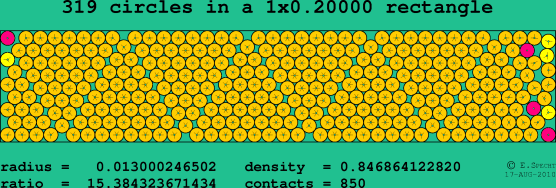 319 circles in a rectangle