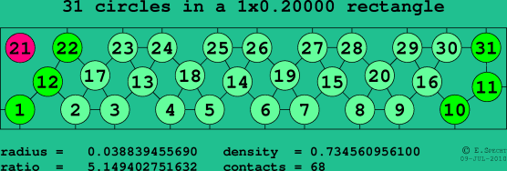 31 circles in a rectangle