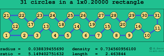 31 circles in a rectangle