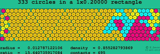 333 circles in a rectangle